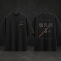 UNFINAL NO PLAN B oversized black heavyweight tee, front and back